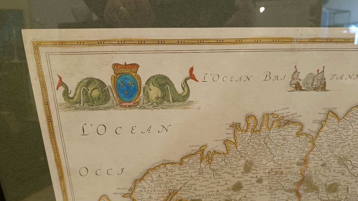 Carte 17ème encadrée de la Bretagne, Hondius-photo-3