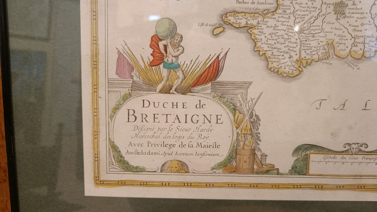 Carte 17ème encadrée de la Bretagne, Hondius-photo-4