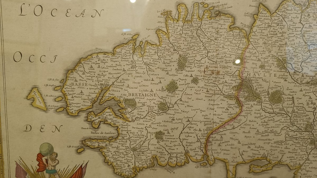 Carte 17ème encadrée de la Bretagne, Hondius-photo-2