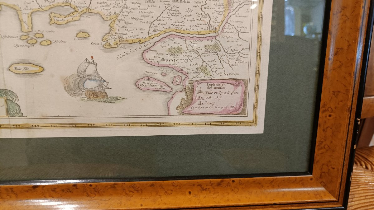 Carte 17ème encadrée de la Bretagne, Hondius-photo-4