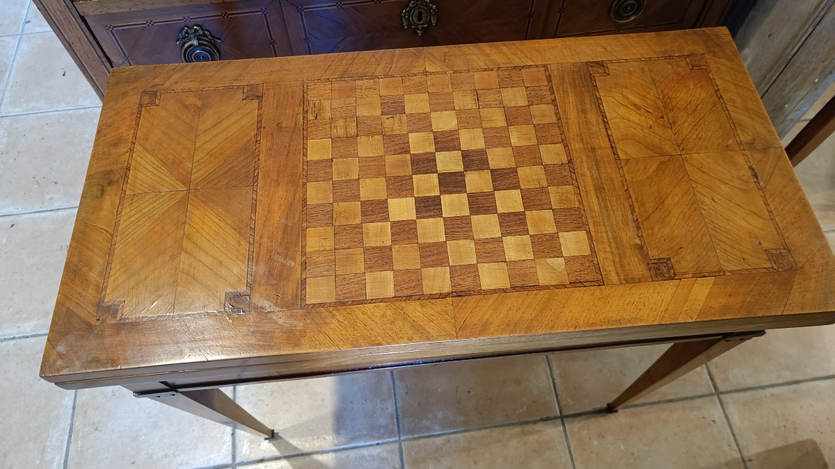 Louis XVI Late 18th Century Walnut And Marquetry Games Table-photo-2