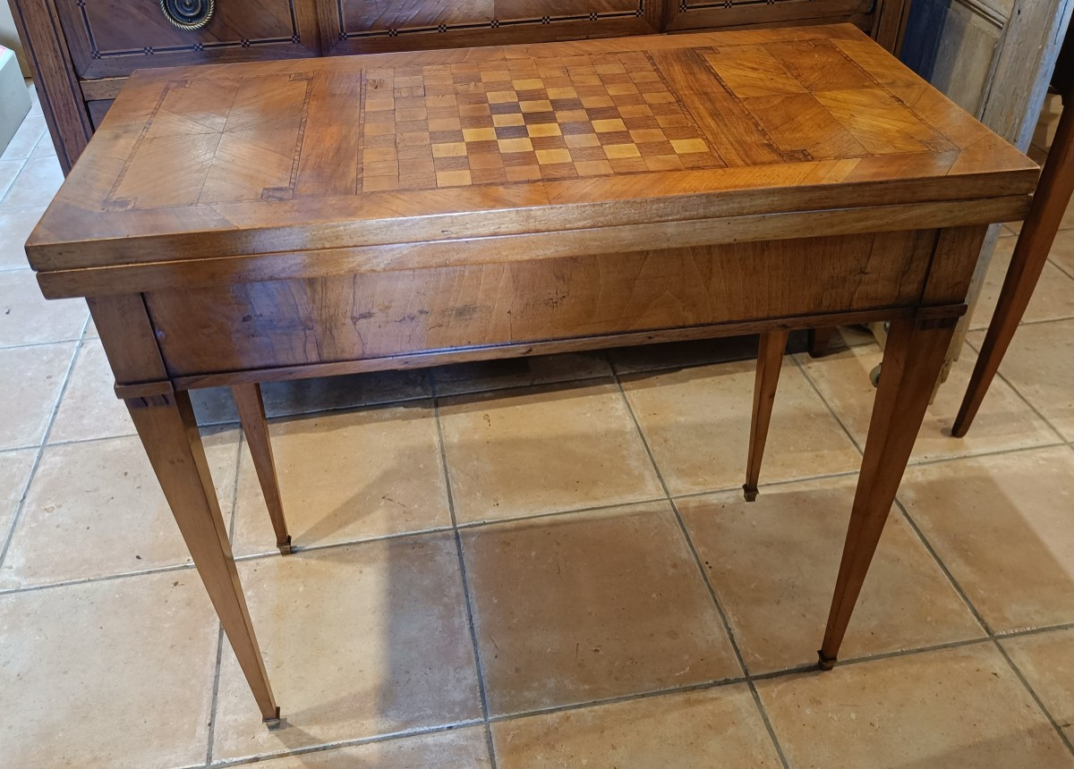 Louis XVI Late 18th Century Walnut And Marquetry Games Table