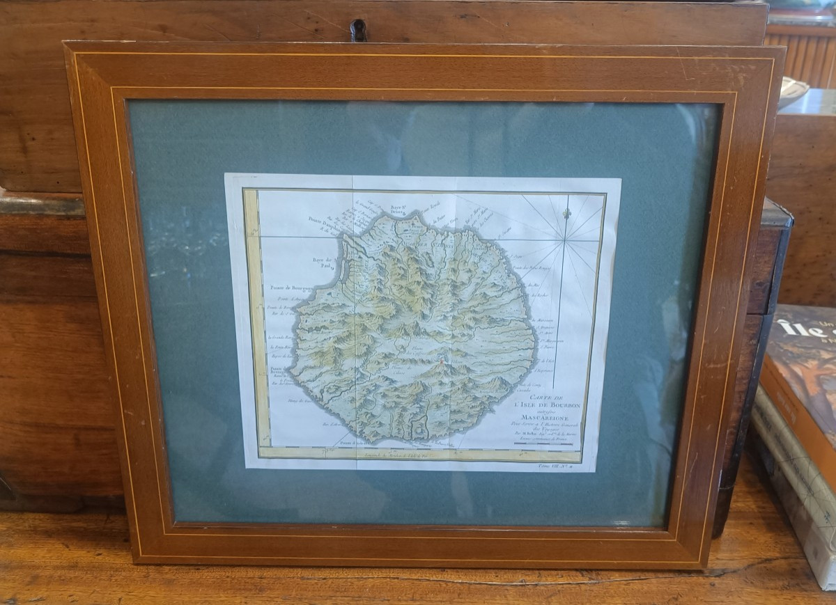 18th Century Framed Map Of Reunion Island (bourbon) By Bellin