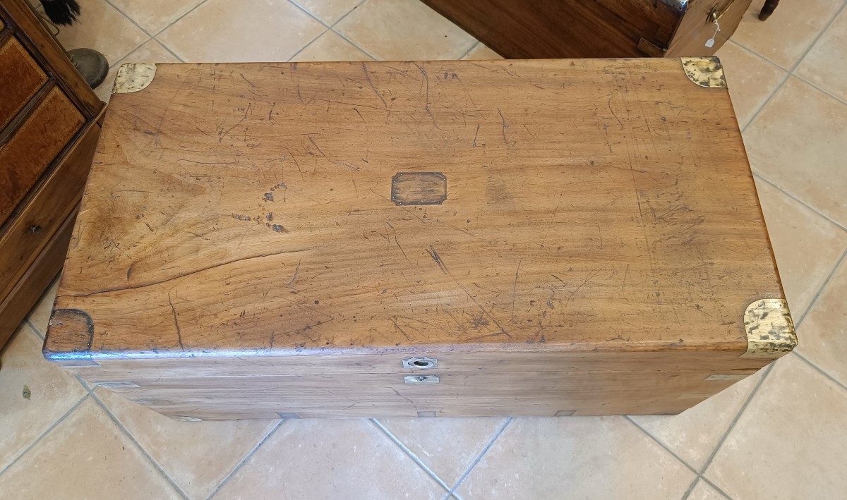 19th Century Marine Trunk In Camphor Wood-photo-3