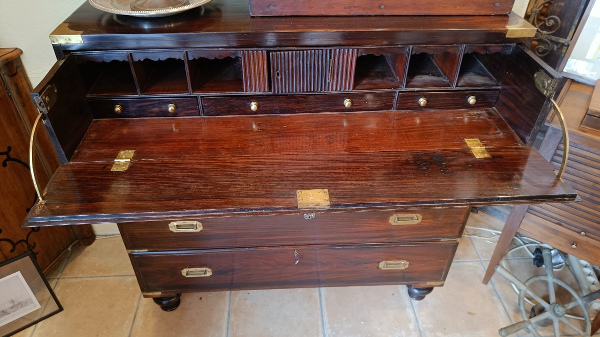 19th-century Rosewood Officer's Writing Desk, Commonly Known As A -photo-3