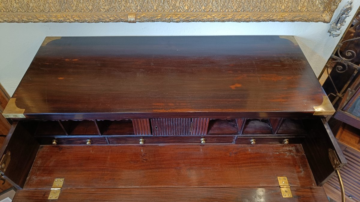 19th-century Rosewood Officer's Writing Desk, Commonly Known As A -photo-4