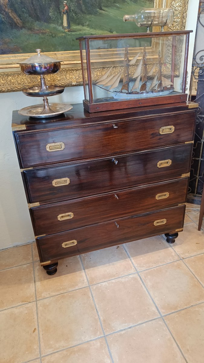 19th-century Rosewood Officer's Writing Desk, Commonly Known As A -photo-2