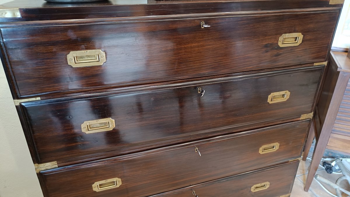 19th-century Rosewood Officer's Writing Desk, Commonly Known As A -photo-1