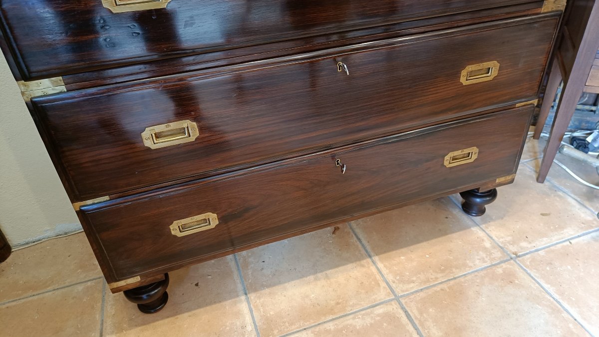 19th-century Rosewood Officer's Writing Desk, Commonly Known As A -photo-2