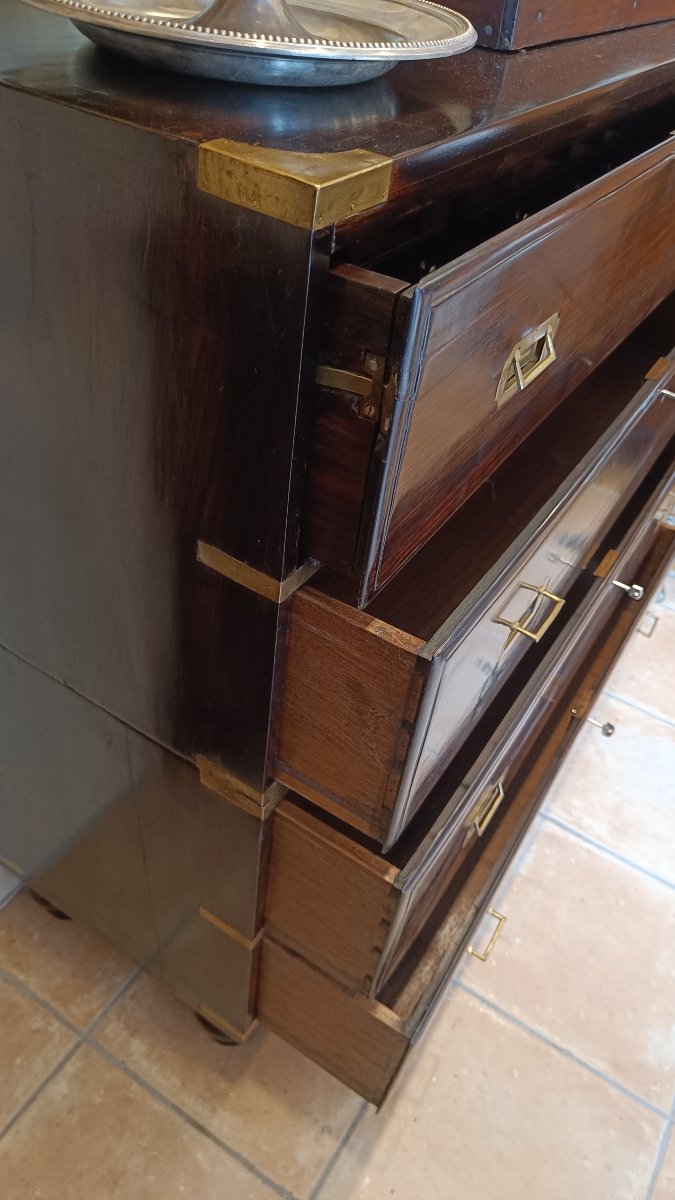 19th-century Rosewood Officer's Writing Desk, Commonly Known As A -photo-5