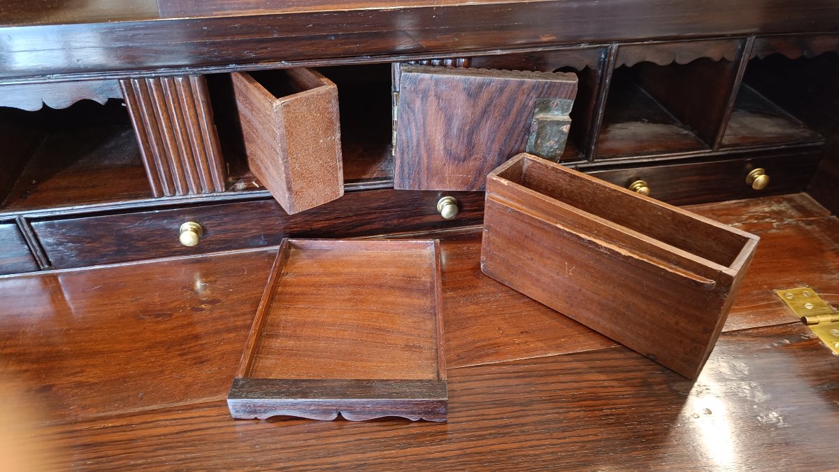19th-century Rosewood Officer's Writing Desk, Commonly Known As A -photo-8