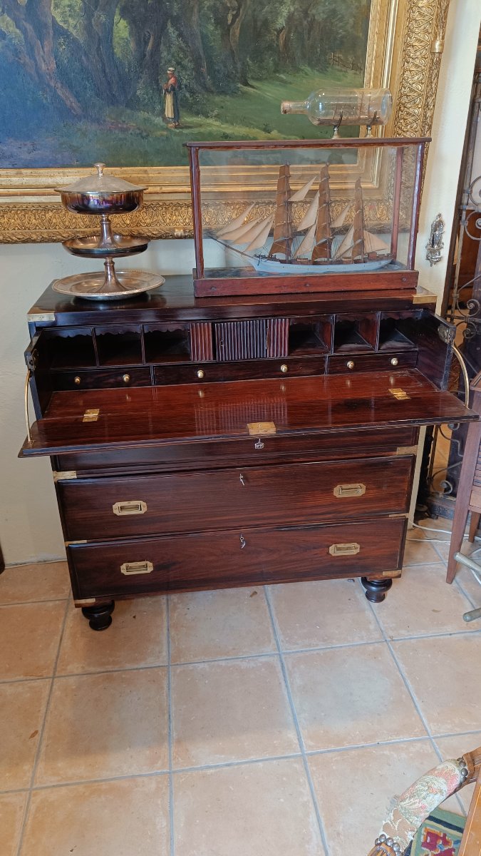 19th-century Rosewood Officer's Writing Desk, Commonly Known As A 