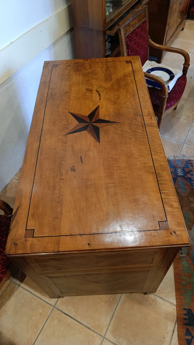 Commode Louis XVI en noyer et marqueterie fin 18ème-photo-3