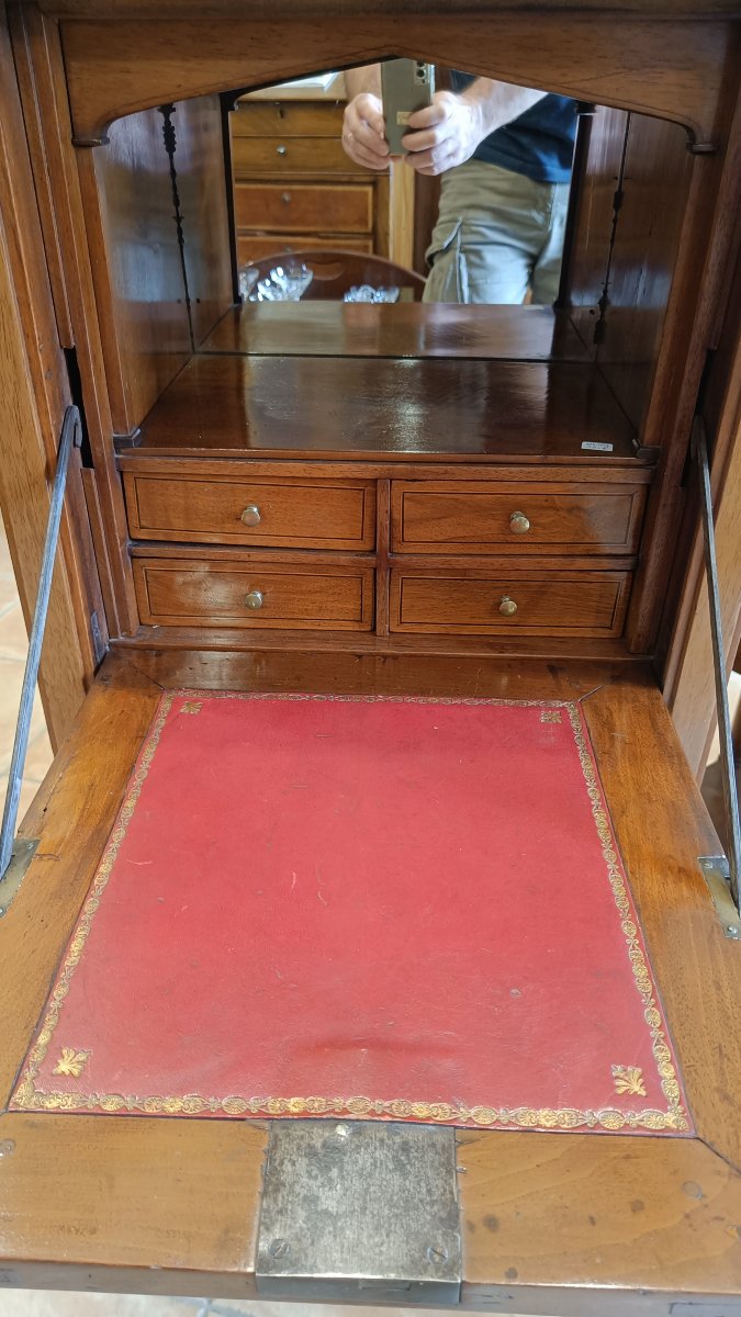 Small 19th-century Executive Desk In Walnut With Black Trim-photo-3