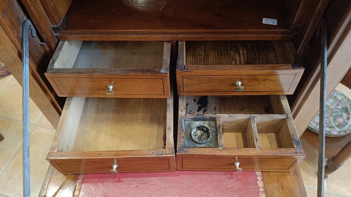 Small 19th-century Executive Desk In Walnut With Black Trim-photo-4