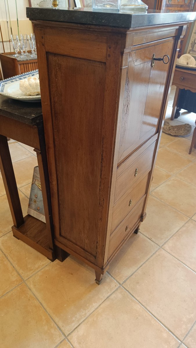 Small 19th-century Executive Desk In Walnut With Black Trim-photo-1