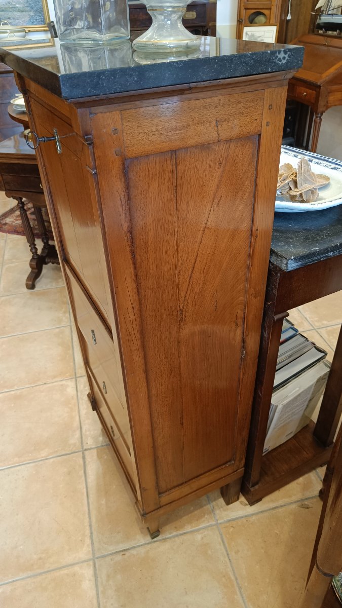 Small 19th-century Executive Desk In Walnut With Black Trim-photo-2