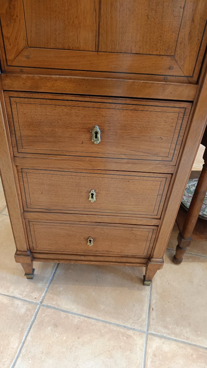 Small 19th-century Executive Desk In Walnut With Black Trim-photo-3