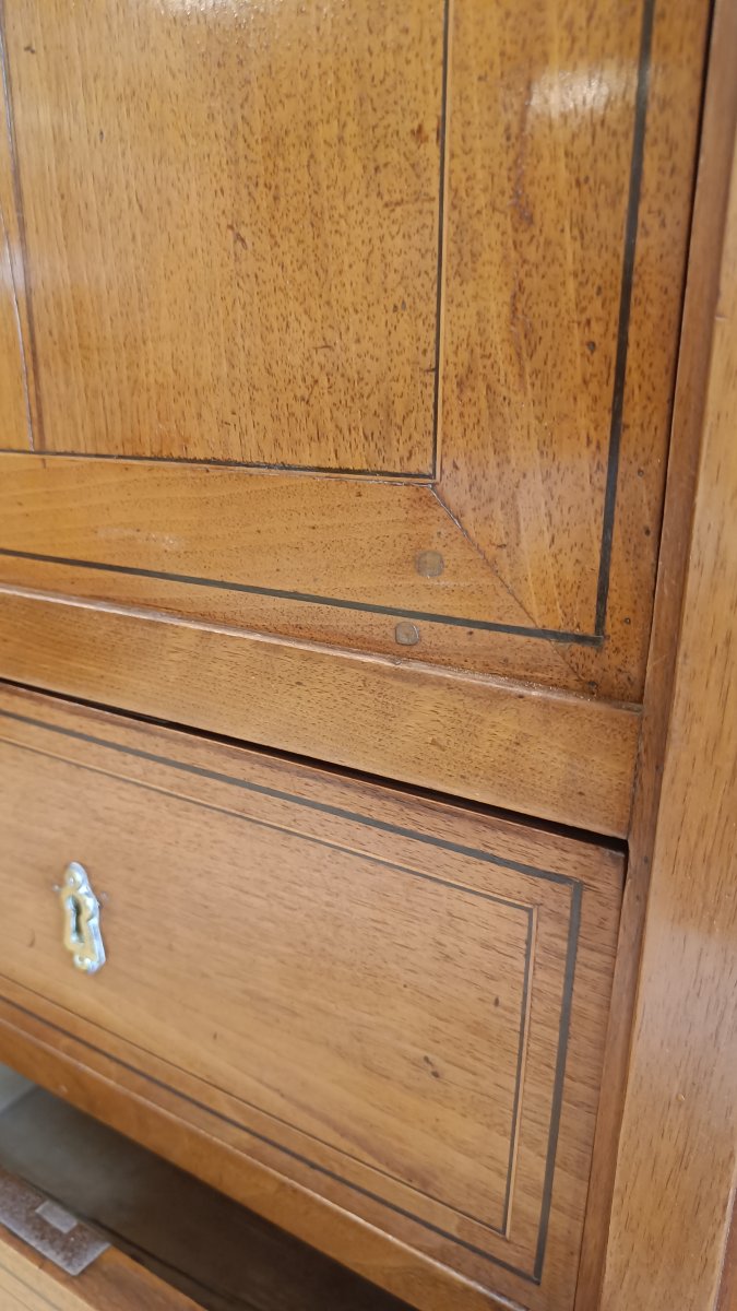 Small 19th-century Executive Desk In Walnut With Black Trim-photo-4