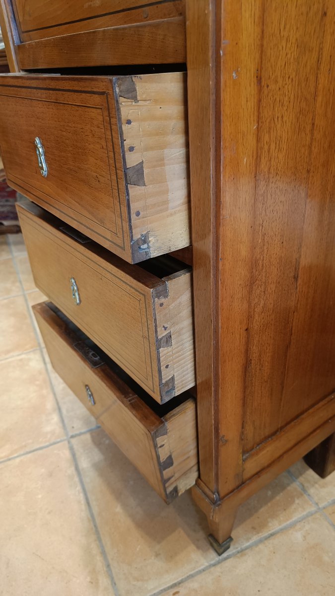 Small 19th-century Executive Desk In Walnut With Black Trim-photo-5