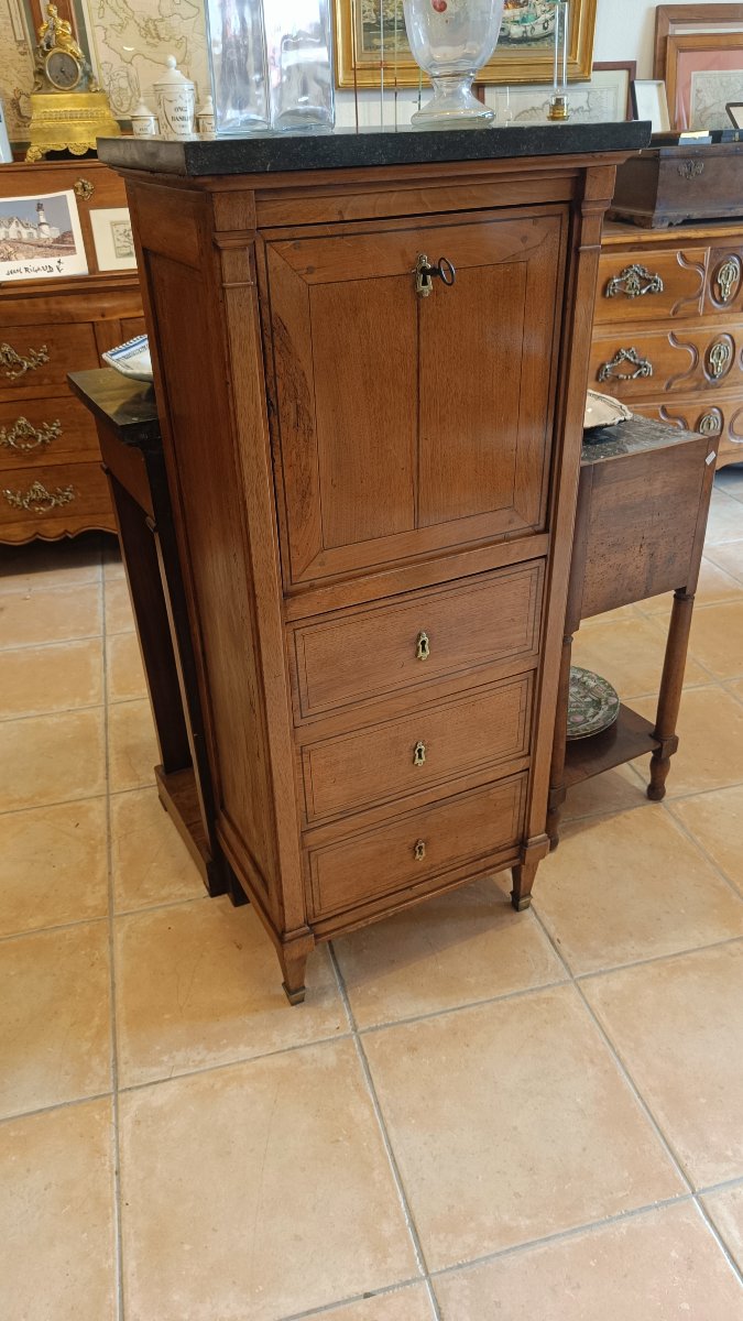 Small 19th-century Executive Desk In Walnut With Black Trim