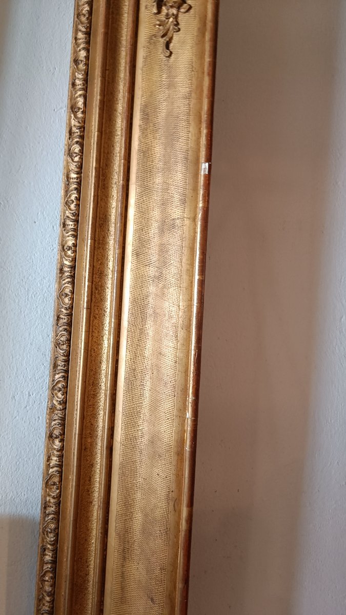 Very Large 19th-century Frame With Wood And Gilded Stucco-photo-8