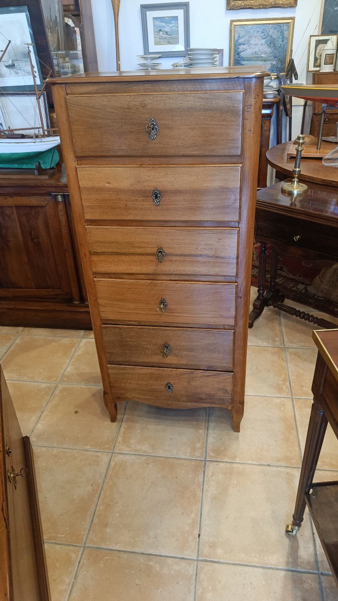 Louis XV Chest Of Drawers, 19th Century, Solid Walnut-photo-2