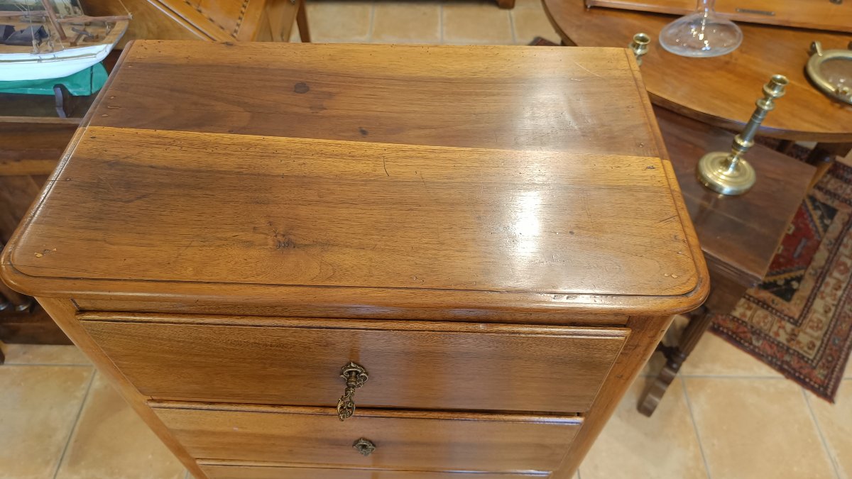 Louis XV Chest Of Drawers, 19th Century, Solid Walnut-photo-3