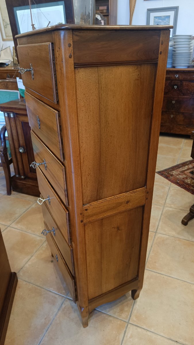 Louis XV Chest Of Drawers, 19th Century, Solid Walnut-photo-4