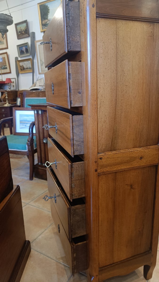 Louis XV Chest Of Drawers, 19th Century, Solid Walnut-photo-3