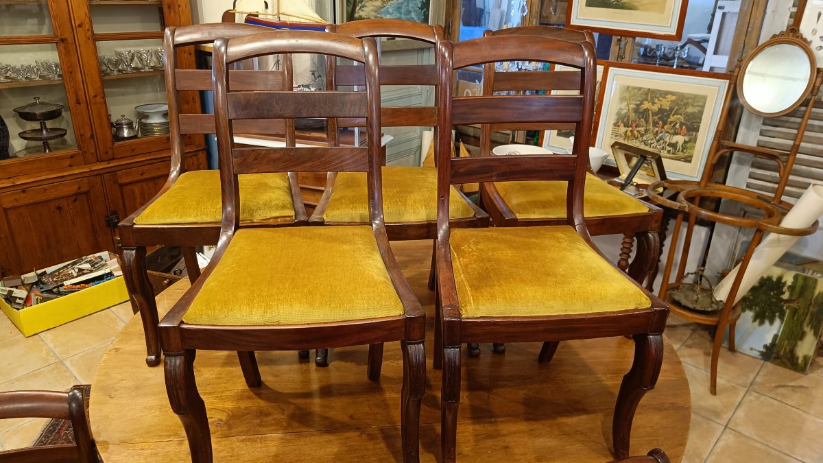 Set Of 10 Mahogany Restaurant Chairs-photo-3