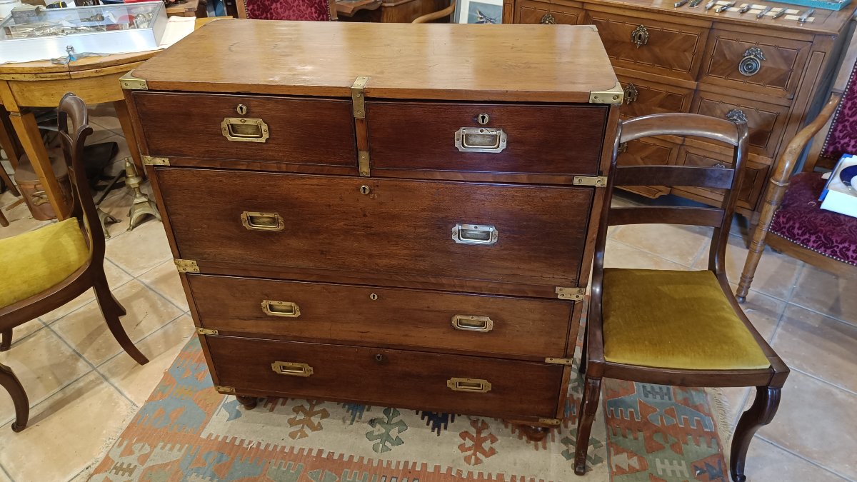 Commode d'officier, dite de marine fin 19eme en acajou-photo-2