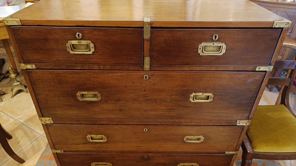 Commode d'officier, dite de marine fin 19eme en acajou-photo-3