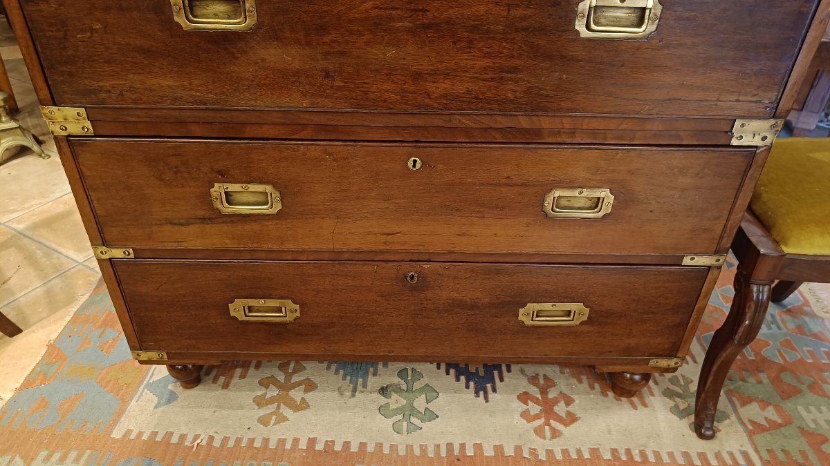 Commode d'officier, dite de marine fin 19eme en acajou-photo-4