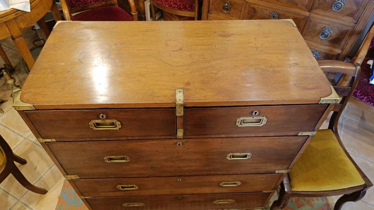 Commode d'officier, dite de marine fin 19eme en acajou-photo-1