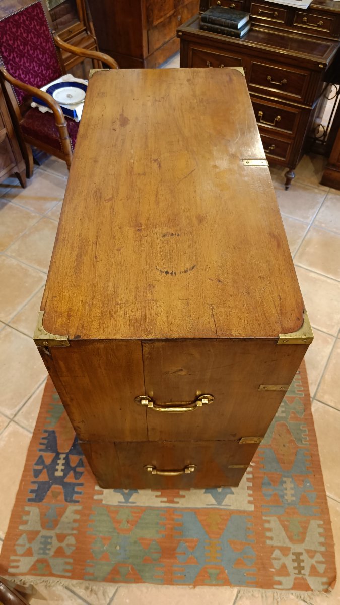 Commode d'officier, dite de marine fin 19eme en acajou-photo-4
