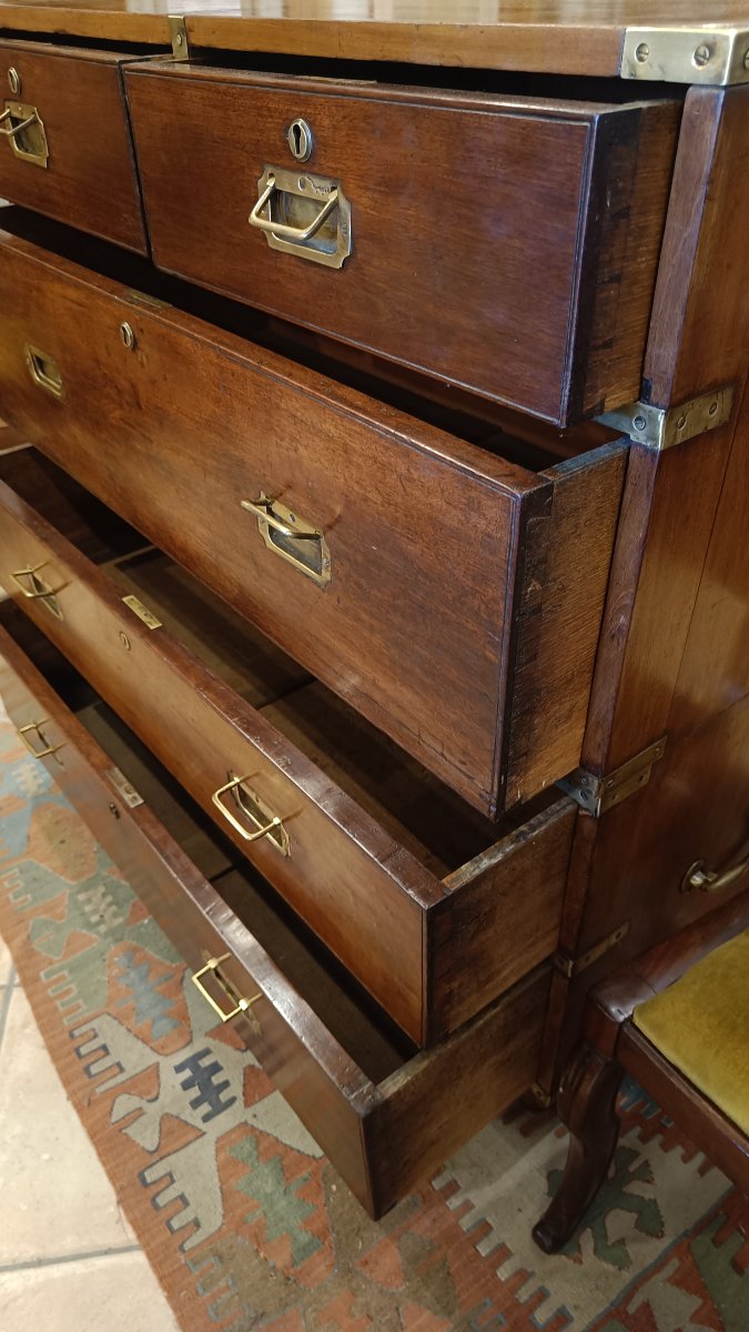 Commode d'officier, dite de marine fin 19eme en acajou-photo-5