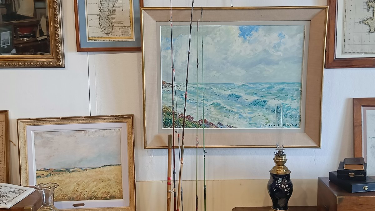 Huile sur carton "Champs de blé" Pierre Bertrand, peintre officiel de la marine-photo-6