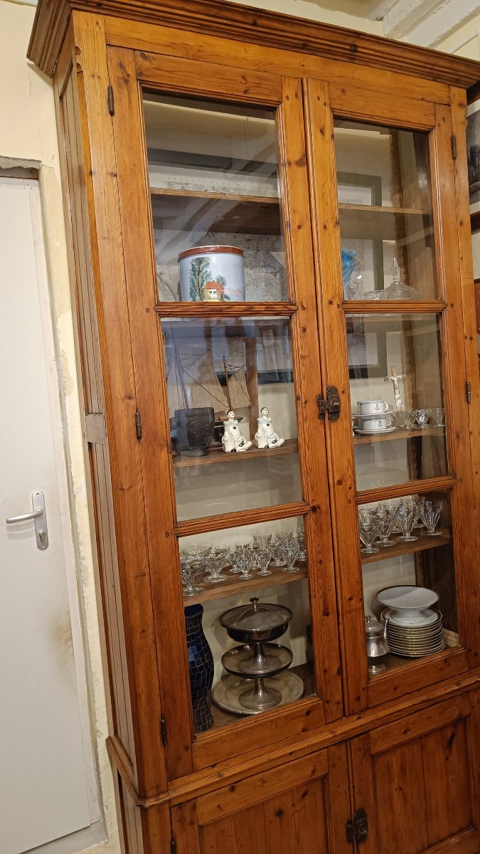 Large Display Bookcase From The 1900s Made Of Pitch Pine-photo-3