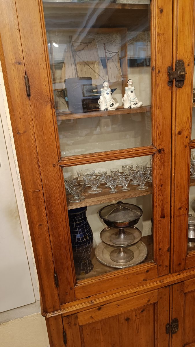 Large Display Bookcase From The 1900s Made Of Pitch Pine-photo-3