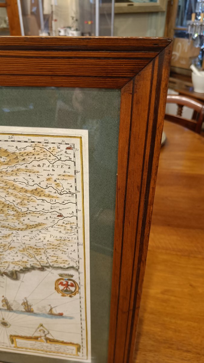 Carte aquarellée 17ème et encadrée de la Provence  de Willem BLAEU vers 1636-photo-4