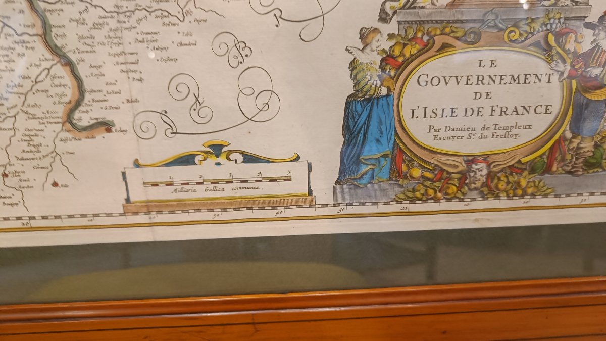 A 17th-century Watercolor Map Of The Ilde Region Of France By Willem Blaeu, Circa 1635, Framed-photo-2