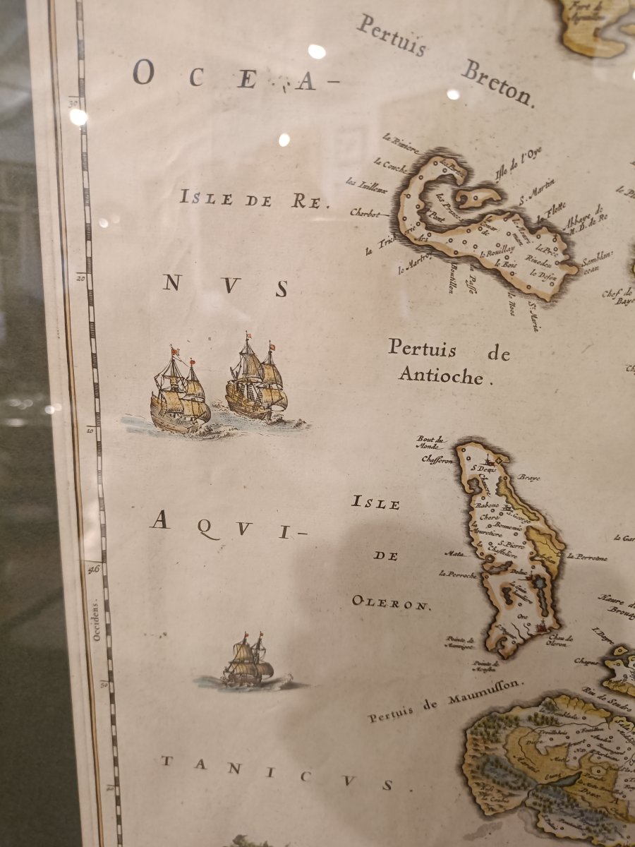Carte aquarellée 17ème et encadrée de la Saintonge avec le Pays d'Aulnis par J.BLAEU vers 1651-photo-2