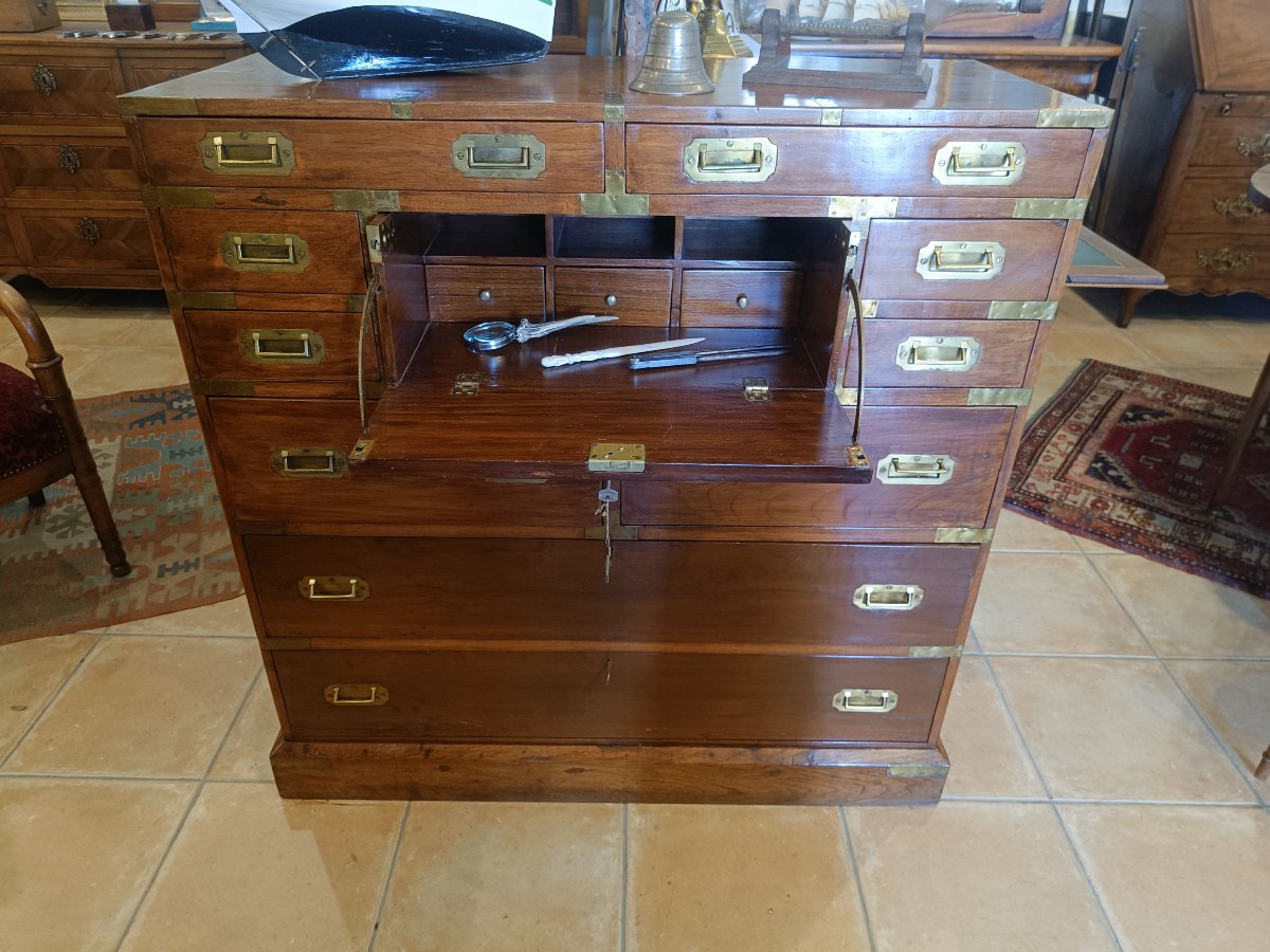 Commode style marine 20ème en bois exotique-photo-2