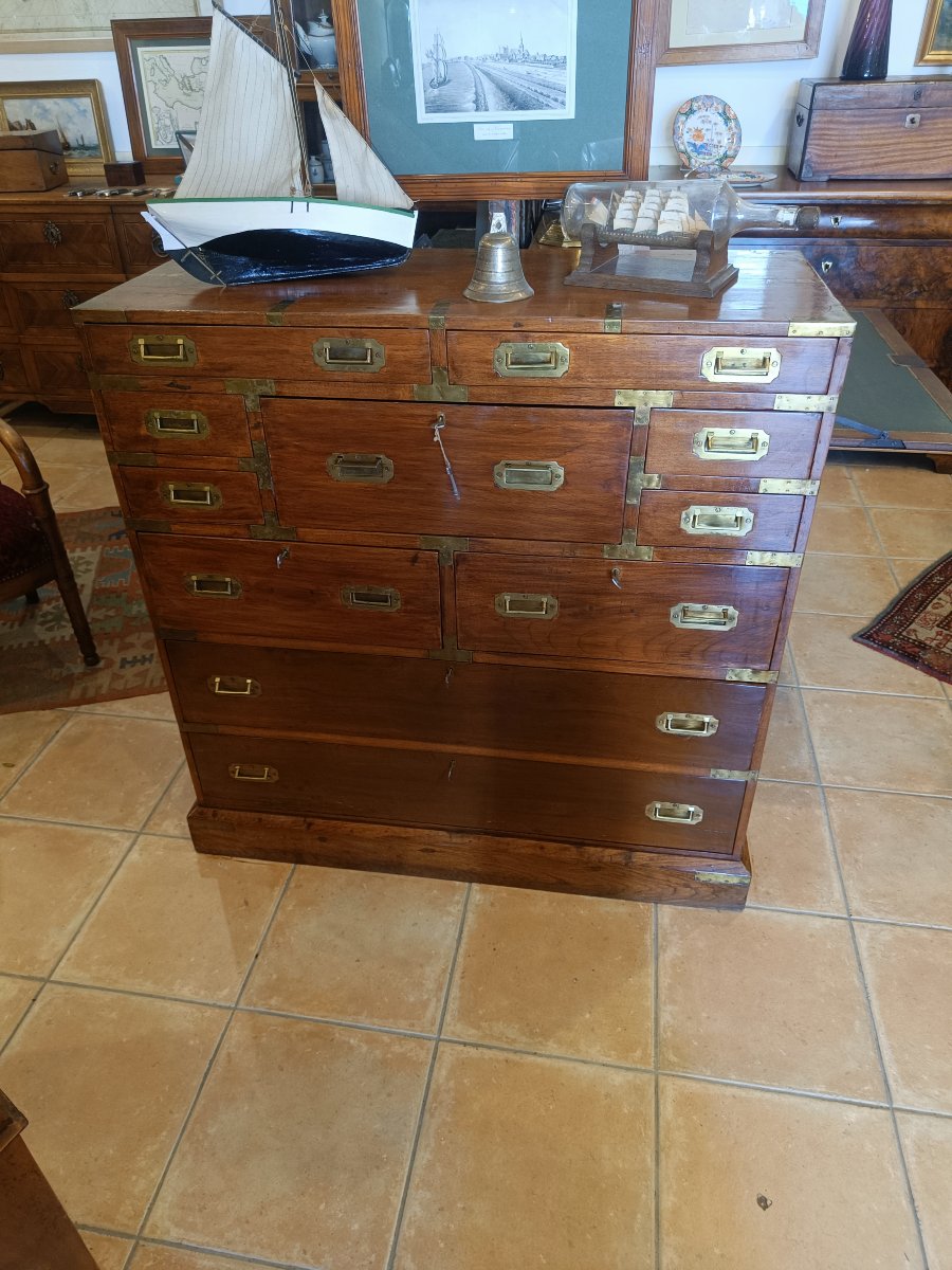 Commode style marine 20ème en bois exotique-photo-3
