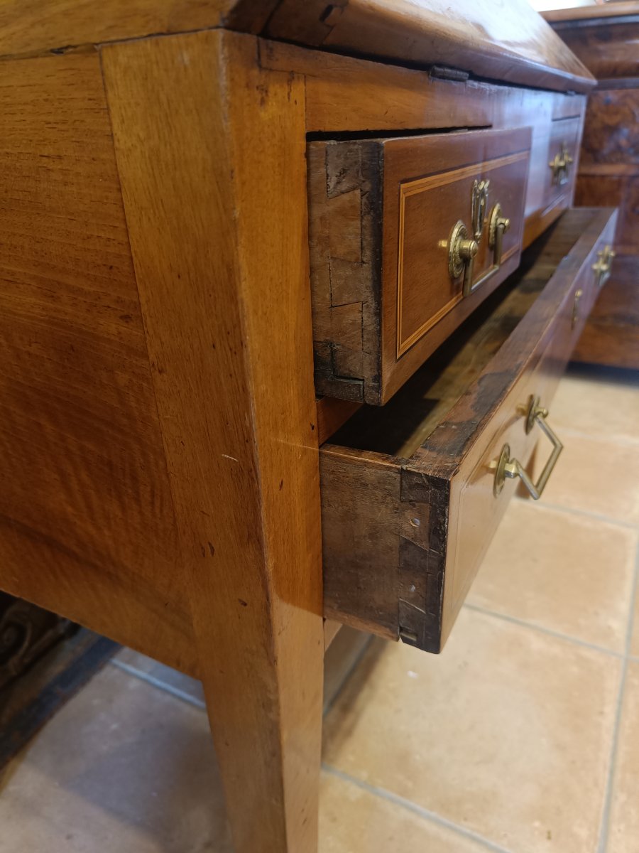 Late 18th-century, Early 19th-century Sloping-top Desk In Walnut With Marquetry-photo-4
