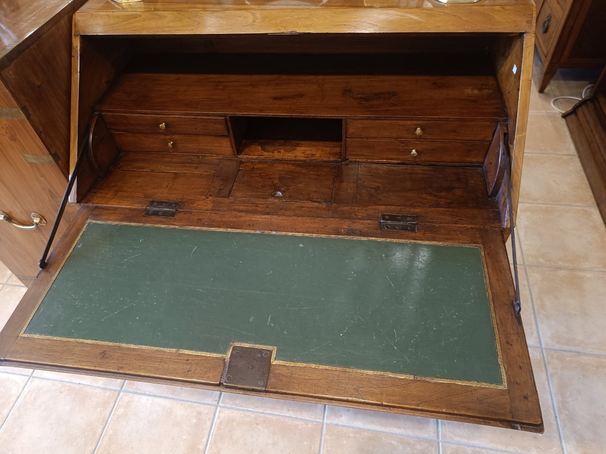 Late 18th-century, Early 19th-century Sloping-top Desk In Walnut With Marquetry-photo-5