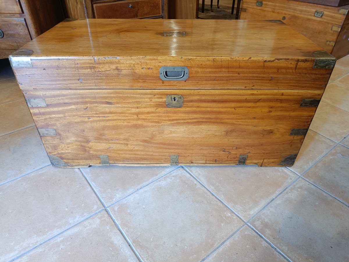 19th-century Camphor Wood Travel Trunk-photo-2