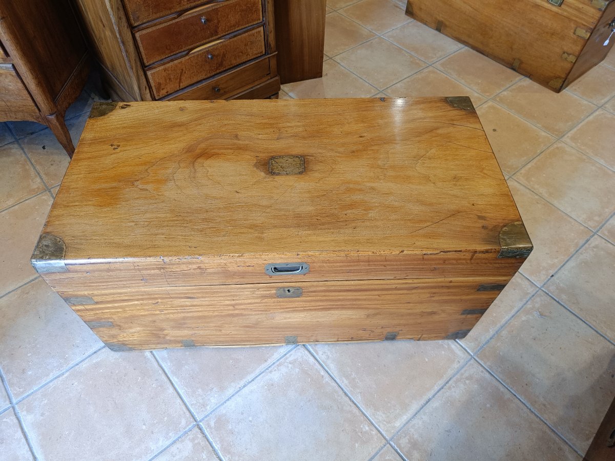 19th-century Camphor Wood Travel Trunk-photo-3