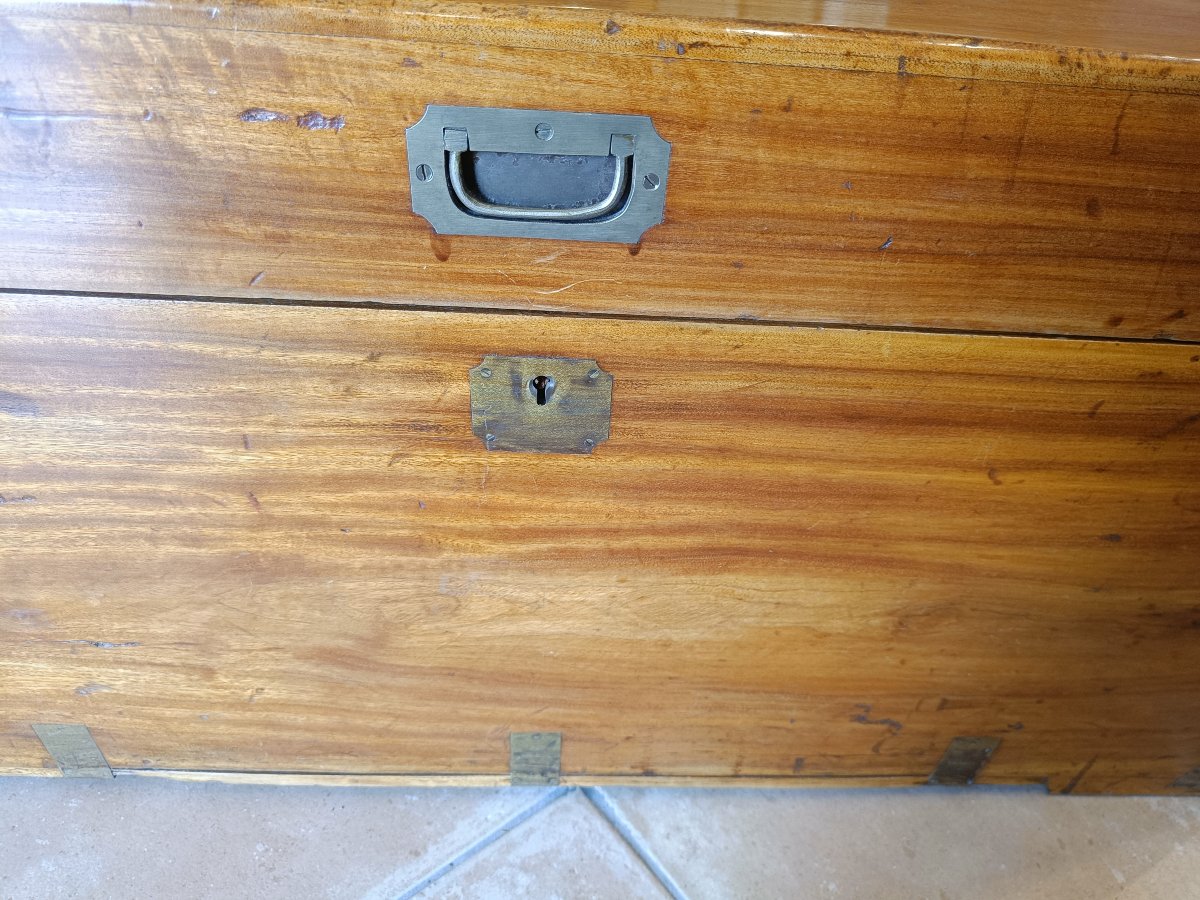 19th-century Camphor Wood Travel Trunk-photo-4